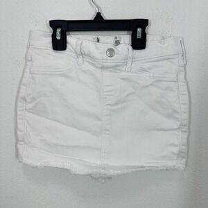 Abercrombie & Fitch Kids White Denim Fray Hem Mini Skort Size 11/12 Casual